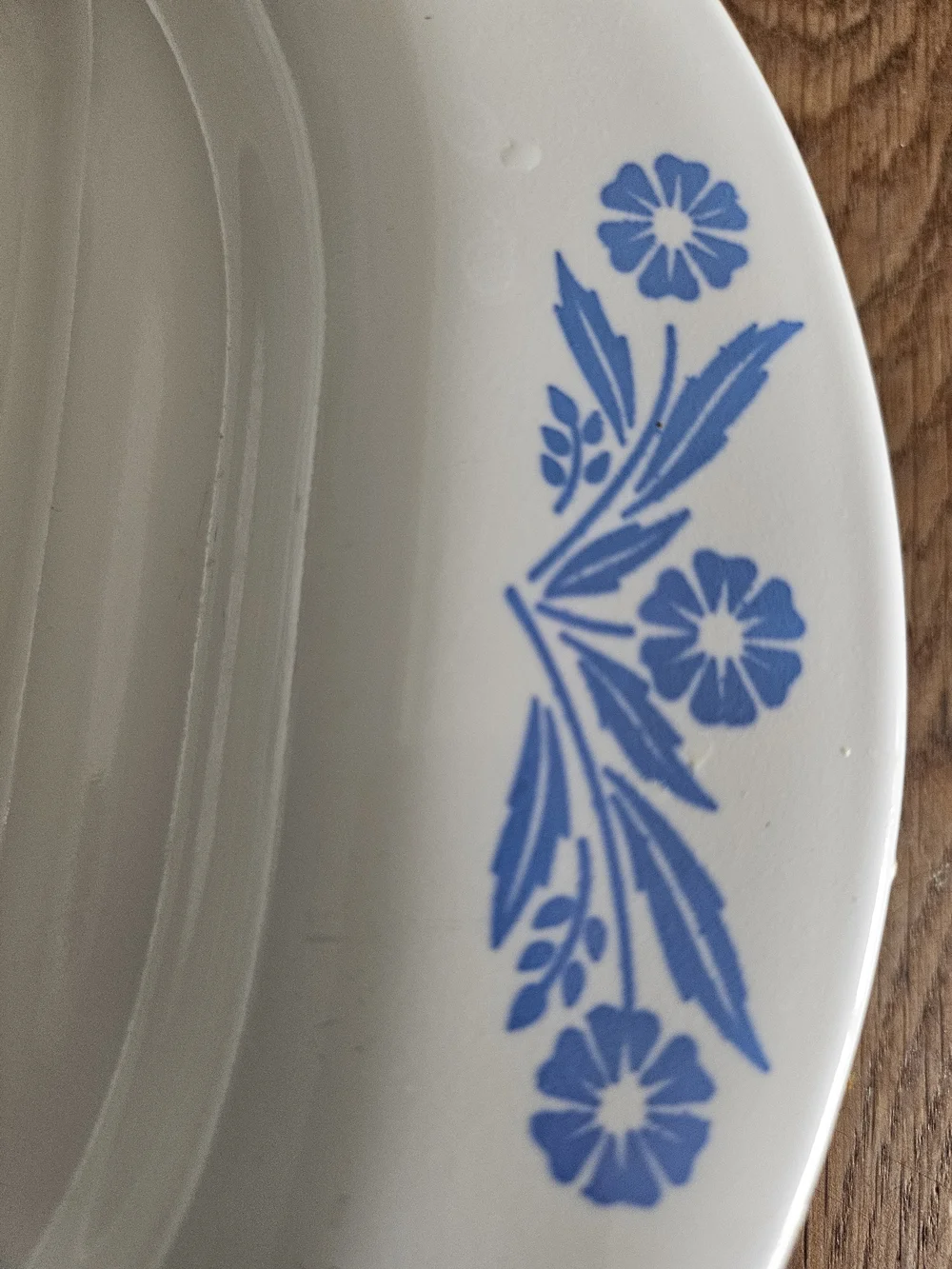 Vintage 1960 Corningware Cornflower White Serveware Platter w/ Blue Floral Trim